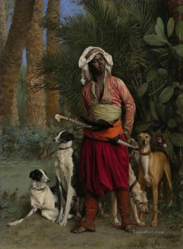ジャン・レオン・ジェローム Painting - 黒人の猟犬の達人 ギリシャ アラビア オリエンタリズム ジャン レオン ジェローム